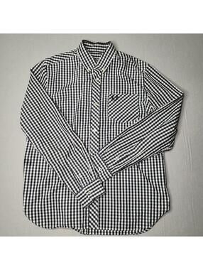 FRED PERRY Shirt Mens MEDIUM (40") Long Sleeve Black and White Check